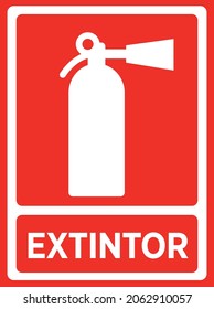 Icon of fire extinguisher isolated. Fire danger. Symbol of fire protection. Sign firefighting on red background. EPS 10