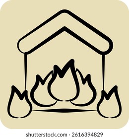Icon Fire Fighting. related to Save the World symbol. hand drawn style. editable