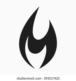 icon fire, flames. black on a white background