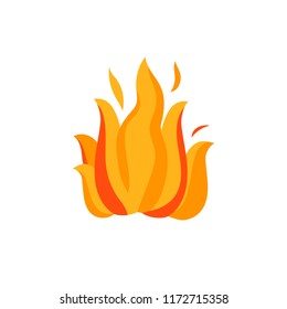 Icon Fire. Flames, fiery silhouettes on a white background. Vector illustration.