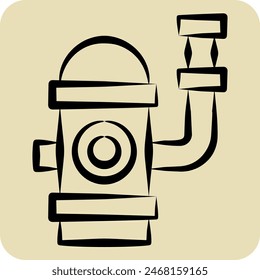Icon Fire Hydrant. related to Emergency symbol. hand drawn style. simple design illustration