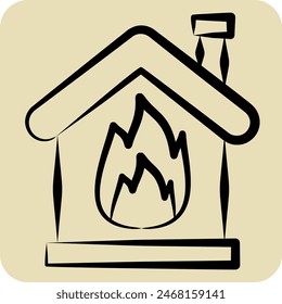 Icon Fire. related to Emergency symbol. hand drawn style. simple design illustration