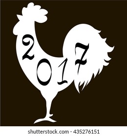 Icon fire rooster, symbol of Chinese new year 2017. Flat design vector illustration icons and logos. black and white. The concept of a new year on the Chinese calendar