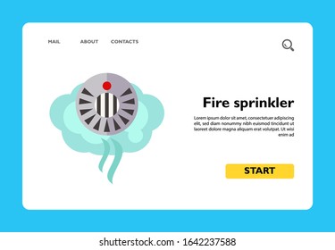 Icon of fire sprinkler. Emergency, danger, smoke. Fire fighting concept. Can be used for topics like fire protection, alarm, safety