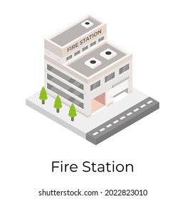 Icon of fire station in isometric vector download 