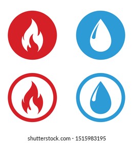 icon fire and water.  vector illustration