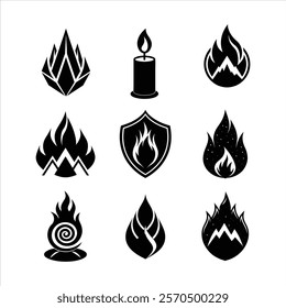 Icon for fire,camp fire icon,fire icon, vector set
