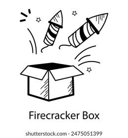 An icon of firecracker box in doodle style 