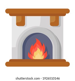 
Icon of fireplace in flat style 