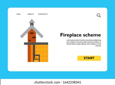 Icon of fireplace scheme. Chimney, system, construction. Architecture concept. Can be used for topics like flue, design, heating