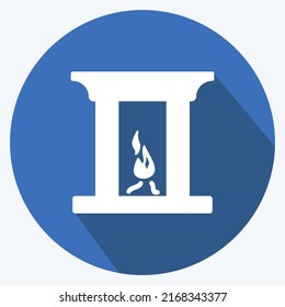 Icon Fireplace. suitable for Home symbol. long shadow style. simple design editable. design template vector. simple symbol illustration