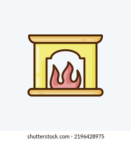 Icon Fireplace. suitable for House symbol. flat style. simple design editable. design template vector. simple illustration