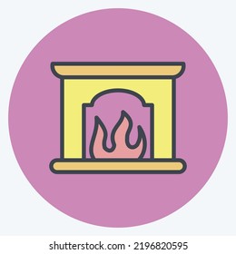 Icon Fireplace. suitable for House symbol. color mate style. simple design editable. design template vector. simple illustration