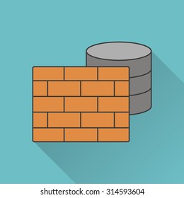 icon of firewall and database