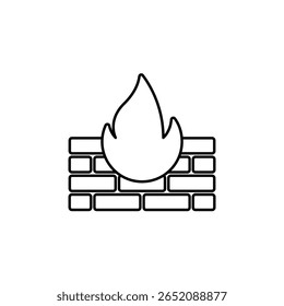 Ícone de um firewall, isolado contra um fundo limpo.
