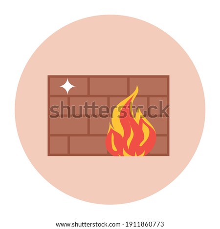 
Icon of firewall in modern flat rounded style 