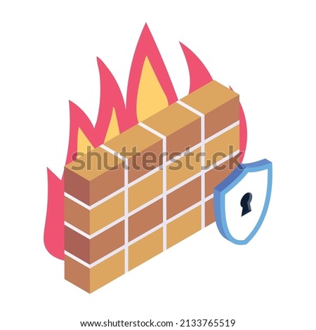 Icon of firewall protection isometric design 

