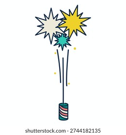 Icon for Fireworks or Independence Day with 4th of July Party Fountain
