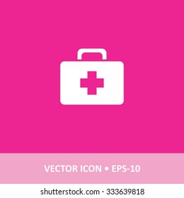 Icon of first aid box on Magenta Color Background. Eps-10.