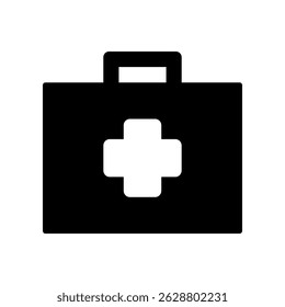 Ícone do Kit de Primeiros Socorros com Símbolo Cruzado, Representando Temas de Assistência Médica e Saúde