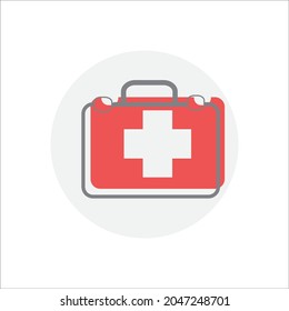 icono del kit de primeros auxilios en diseño plano. sobre fondo gris. ilustración vectorial aislada. hecho en colores azul-rojo.