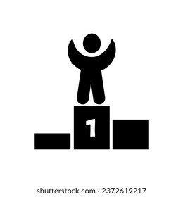 Icon of first place winner standing on award stand