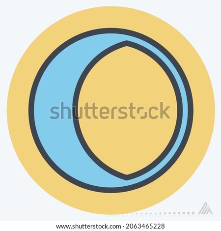 Icon First Quarter Moon - Color Mate Style - Simple illustration, Editable stroke, Design template vector, Good for prints, posters, advertisements, announcements, info graphics, etc.