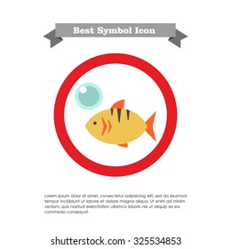 Icon of fish and air bubble