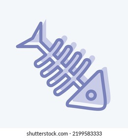 Icon Fish Bone. suitable for seafood symbol. two tone style. simple design editable. design template vector. simple illustration