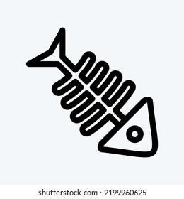 Icon Fish Bone. suitable for seafood symbol. line style. simple design editable. design template vector. simple illustration