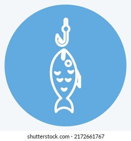 Icon Fish Caught. suitable for Sea symbol. blue eyes style. simple design editable. design template vector. simple symbol illustration