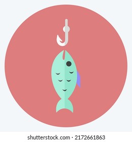 Icon Fish Caught. suitable for Sea symbol. flat style. simple design editable. design template vector. simple symbol illustration