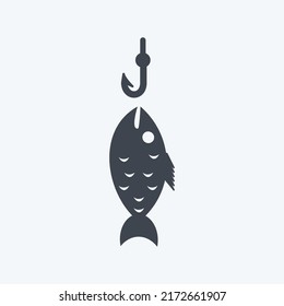 Icon Fish Caught. suitable for Sea symbol. glyph style. simple design editable. design template vector. simple symbol illustration