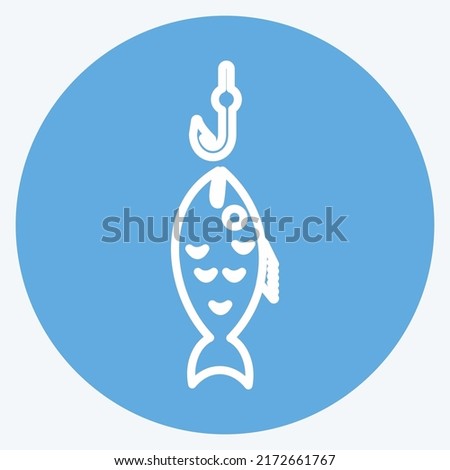 Icon Fish Caught. suitable for Sea symbol. blue eyes style. simple design editable. design template vector. simple symbol illustration