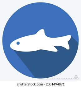 Icon Fish - Long Shadow Style - Simple illustration, Editable stroke, Design template vector, Good for prints, posters, advertisements, announcements, info graphics, etc.