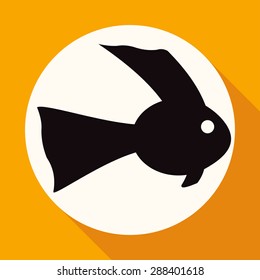 Icon Fish on white circle with a long shadow