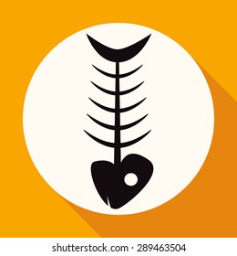 Icon Fish on white circle with a long shadow