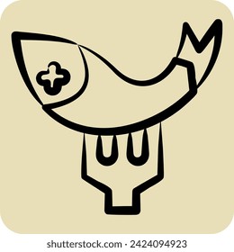 Icon Fish. related to Fast Food symbol. hand drawn style. simple design editable. simple illustration