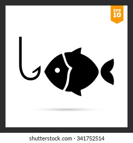 Icon of fish silhouette and fish hook