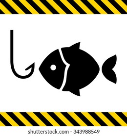 Icon of fish silhouette and fish hook