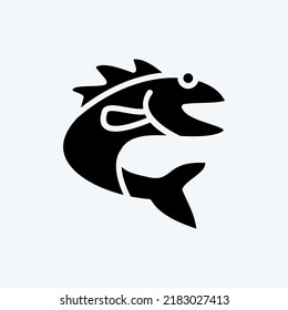 Icon Fish. suitable for Meat. glyph style. simple design editable. design template vector. simple illustration