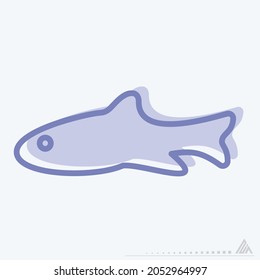 Pescado de icono - Dos estilos de tono - Ilustración simple, trazo editable, vector de plantilla de diseño, Buena para impresiones, carteles, anuncios, anuncios, gráficos de información, etc.