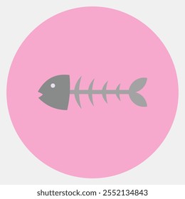 Icon fishbone. Global warming elements. Icon in color mate style.