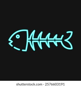 Icon fishbone. Global warming elements. Icon in neon style.
