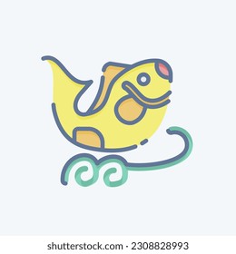 Icon Fishes. related to Chinese New Year symbol. doodle style. simple design editable