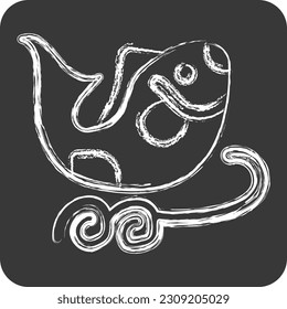 Icon Fishes. related to Chinese New Year symbol. chalk Style. simple design editable