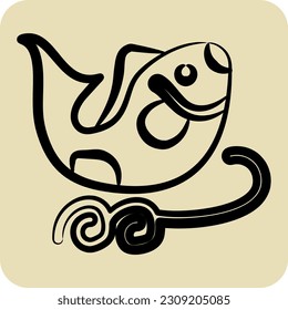 Icon Fishes. related to Chinese New Year symbol. hand drawn style. simple design editable