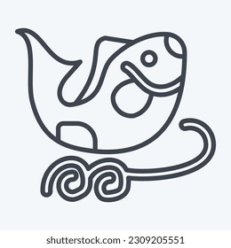 Icon Fishes. related to Chinese New Year symbol. line style. simple design editable