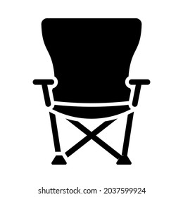 Icon Of Fishing Folding Chair. Black Stencil Design. Vector Illustration.