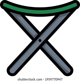 Icon Of Fishing Folding Chair. Editable Bold Outline With Color Fill Design. Vector Illustration.